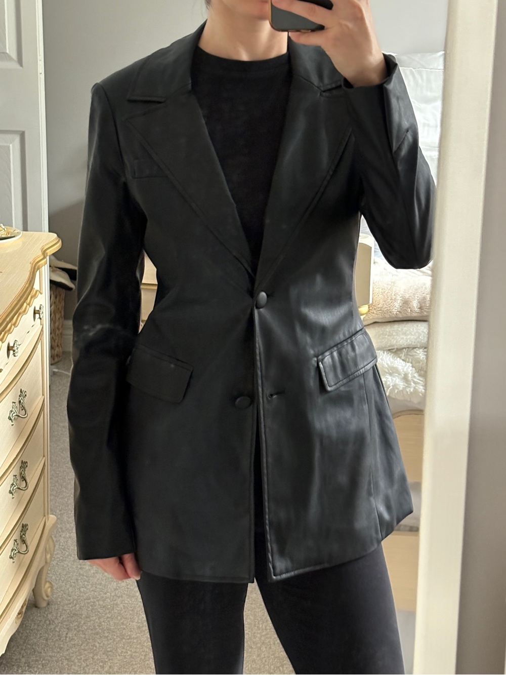 Le Chateau Black Faux Leather Blazer